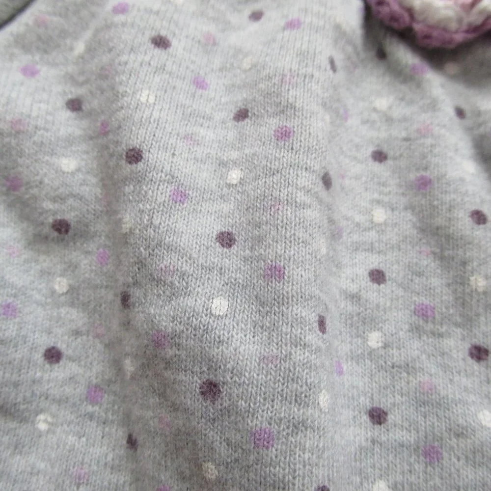 Carters Pullover Shirt Infant Girls 9M Gray‎ Purple Polka Dot Long Sleeve Top